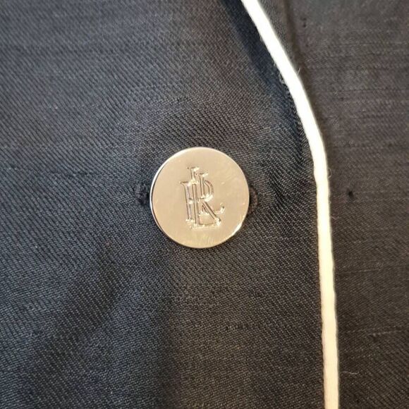 Lauren Ralph Lauren Monogram Linen-Blend Blazer Black Size 6 - Picture 6 of 9